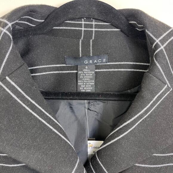 Women's Grace Brittania Black and White Plaid Blazer New with Tags Size 6 - Picture 3 of 6